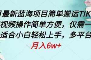 四月最新蓝海项目，简单搬运TIKTOK萌宠视频，操作简单方便，仅需一部手机