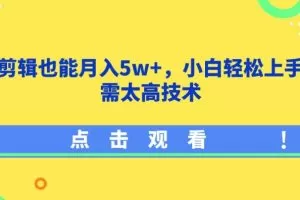 影视剪辑也能月入5w+，小白轻松上手，无需太高技术