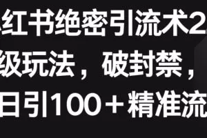 小红书绝密引流术2.0升级玩法，破封禁，轻松日引100+精准流量