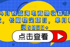 4月份蓝海电商撸收益技术，长期稳定项目，单月利润5000+