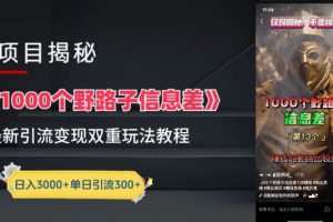 一千个野路子信息差最新玩法教程-变现+引流的玩法具体拆解