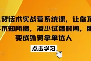 外贸话术实战营系统课，让你不再不知所措，减少试错时间，脱变成外贸拿…