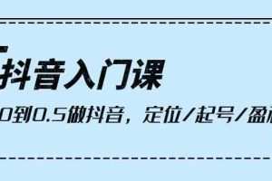 抖音入门课，从0到1做抖音，定位/起号/盈利（9节课）