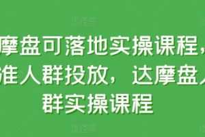 达摩盘可落地实操课程，精准人群投放，达摩盘人群实操课程