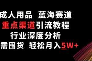 成人用品，蓝海赛道，重点渠道引流教程，行业深度分析，无需囤货，轻松月入5W+