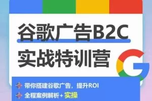谷歌广告B2C实战特训营，500+谷歌账户总结经验，实战演示如何从0-1搭建广告账户
