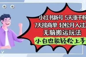 小红书影视泥巴追剧5天涨千粉，7天接商单，轻松月入过万，无脑搬运玩法