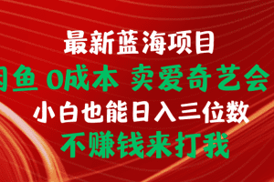最新蓝海项目 闲鱼0成本 卖爱奇艺会员 小白也能入三位数 不赚钱来打我