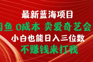 最新蓝海项目 闲鱼0成本 卖爱奇艺会员 小白也能入三位数 不赚钱来打我
