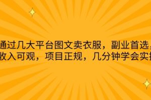 通过几大平台图文卖衣服，副业首选，收入可观，项目正规，几分钟学会实操