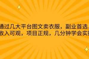 通过几大平台图文卖衣服，副业首选，收入可观，项目正规，几分钟学会实操