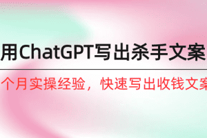 如何用ChatGPT-写出杀手文案，6个月实战经验，快速写出收钱文案（8节课）