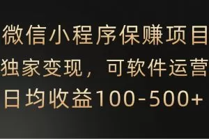 微信小程序，腾讯保赚项目，可软件自动运营，日均100-500+收益有保障