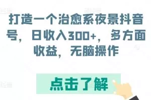 打造一个治愈系夜景抖音号，日收入300+，多方面收益，无脑操作