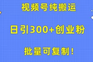 批量可复制！视频号纯搬运日引300+创业粉教程！