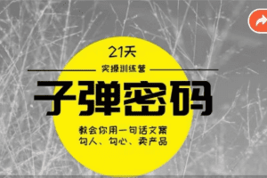 《子弹密码训练营》用一句话文案勾人勾心卖产品，21天学到顶尖文案大师策略和技巧