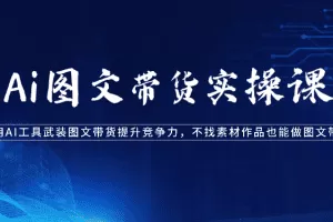 Ai图文带货实操课-用AI工具武装图文带货提升竞争力，不找素材作品也能做图文带货