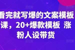 看完就写爆的文案模板课，20+爆款模板  涨粉人设带货