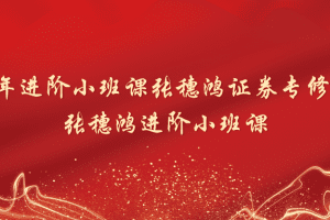 「张穗鸿」2024年进阶小班课张穗鸿证券专修小班 张穗鸿进阶小班课