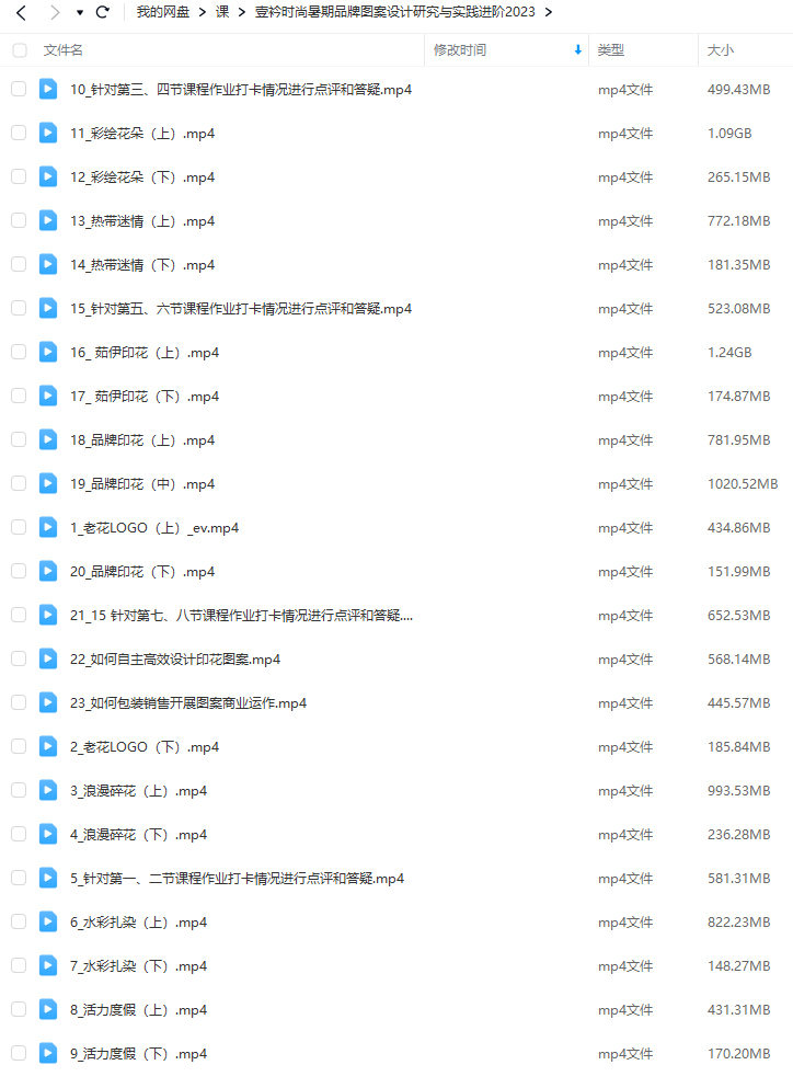 壹衿时尚2023暑期品牌图案设计研究与实践进阶【画质还可以只有视频】
