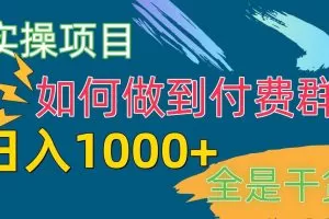 付费群赛道，日入1000+
