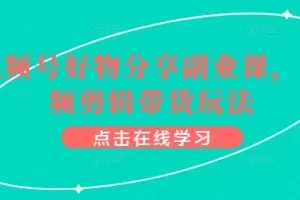 视频号好物分享副业课，视频剪辑带货玩法