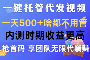 一键托管代发视频，一天500+啥都不用管，内测时期收益更高，抢首码，享…