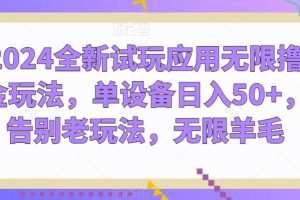 2024全新试玩应用无限撸金玩法，单设备日入50+，告别老玩法，无限羊毛