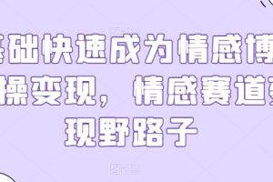 0基础快速成为情感博主实操变现，情感赛道变现野路子