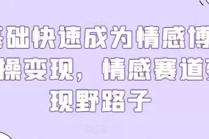 0基础快速成为情感博主实操变现，情感赛道变现野路子