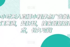 24小时无人直播小程序点广告掘金，冷门赛道，起好猛，独家最新防封技术，长久可做