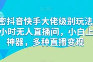 解密抖音快手大佬级别玩法，24小时无人直播间，小白上手神器，多种直播变现