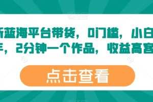 最新蓝海平台带货，0门槛，小白易上手，2分钟一个作品，收益高