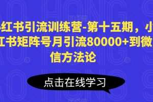 小红书引流训练营-第十五期，小红书矩阵号月引流80000+到微信方法论