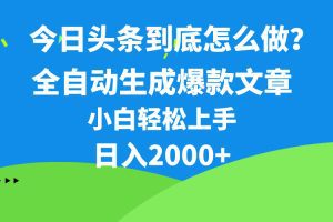 今日头条最新最强连怼操作，10分钟50条，真正解放双手，月入1w+