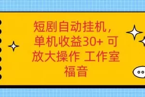 红果短剧自动挂机，单机日收益30+，可矩阵操作，附带（破解软件）+养机全流程