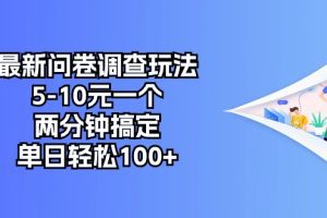 最新问卷调查玩法，5-10元一个，两分钟搞定，单日轻松100+