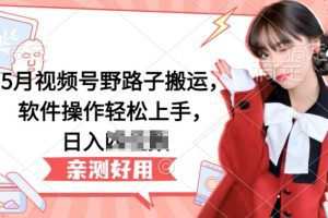 5月视频号野路子搬运，软件操作轻松上手，日入三位数