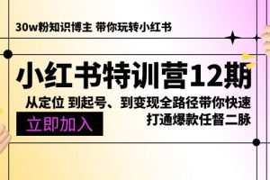 小红书特训营12期：从定位 到起号、到变现全路径带你快速打通爆款任督二脉