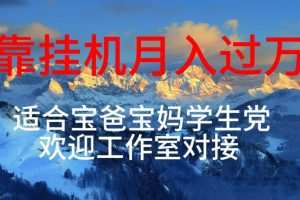 每天躺着日入几百挂机项目，适合宝爸宝妈学生党工作室对接