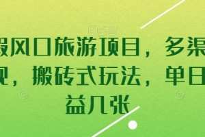 暑假风口旅游项目，多渠道变现，搬砖式玩法，单日收益几张