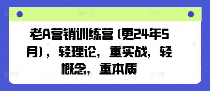 20241028070557-671f37d589537.jpg 老A营销训练营(更24年10月),轻理论,重实战,轻概念,重本质