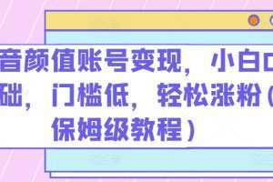 抖音颜值账号变现，小白0基础，门槛低，​轻松涨粉(保姆级教程)
