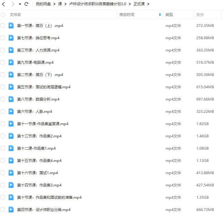 卢帅设计师求职训练营巅峰计划3.0课程2022年