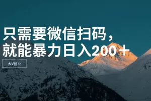 只需要VX扫码，不用看广告，就能暴力日入200＋