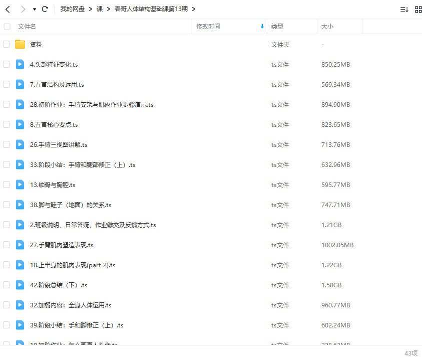 春哥人体结构基础课第13期【画质不错有大部分课件】