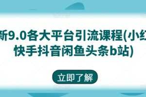 最新9.0各大平台引流课程(小红书快手抖音闲鱼头条b站)