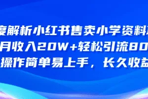 深度解析小红书售卖小学资料项目 8个月收入20W+轻松引流8000+操作简单…
