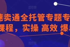 速卖通全托管专题专项课程，实操 高效 爆单
