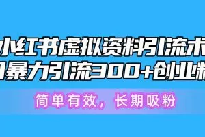 小红书虚拟资料引流术，日暴力引流300+创业粉，简单有效，长期吸粉